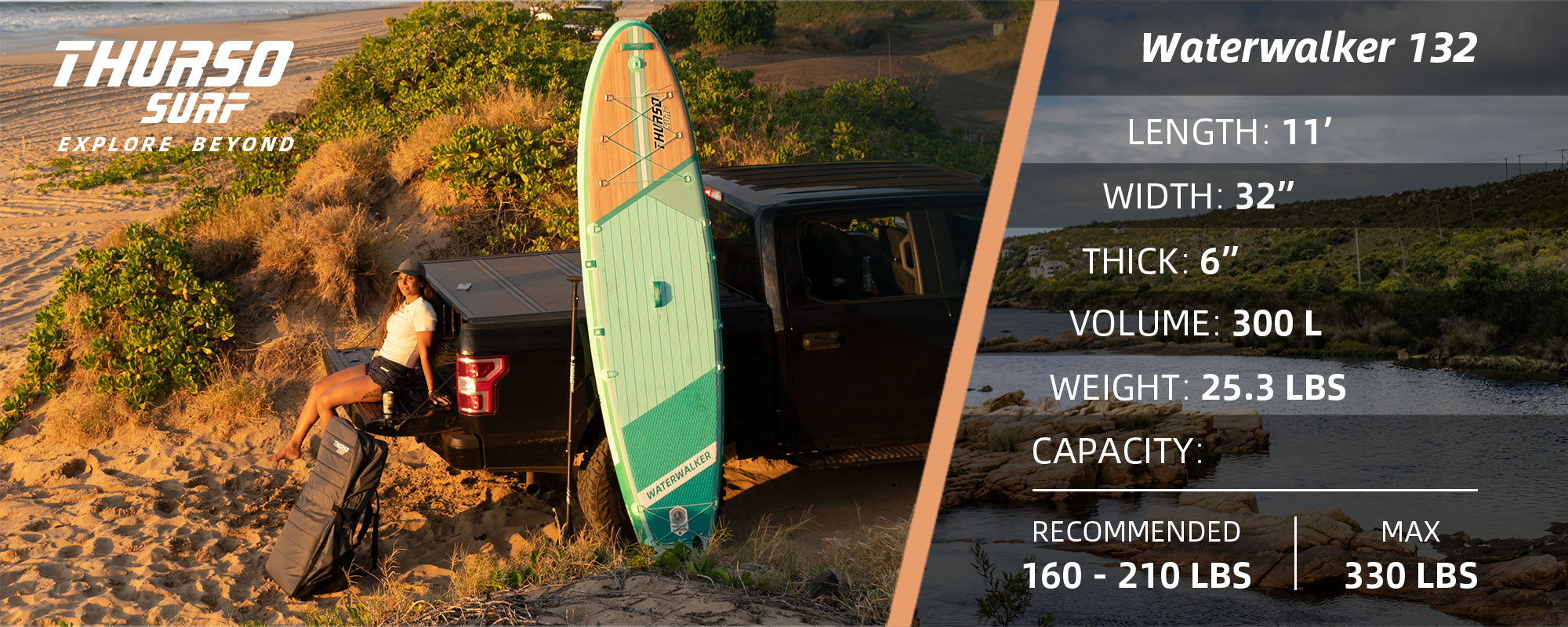 2023 stand up paddle board waterwalker 132 thurso surf specs