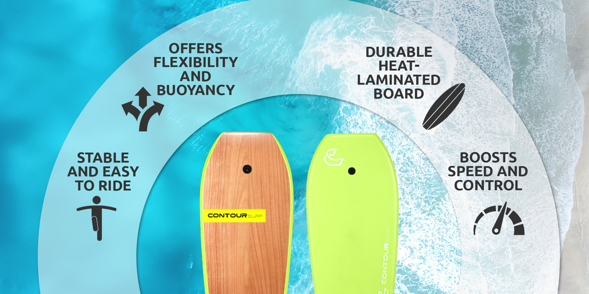 Crest 37'' EPS Bodyboard high performance stable and easy to ride