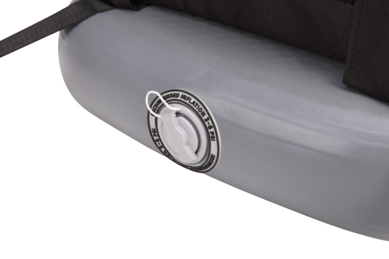 Detailed view of sup seat inflation port