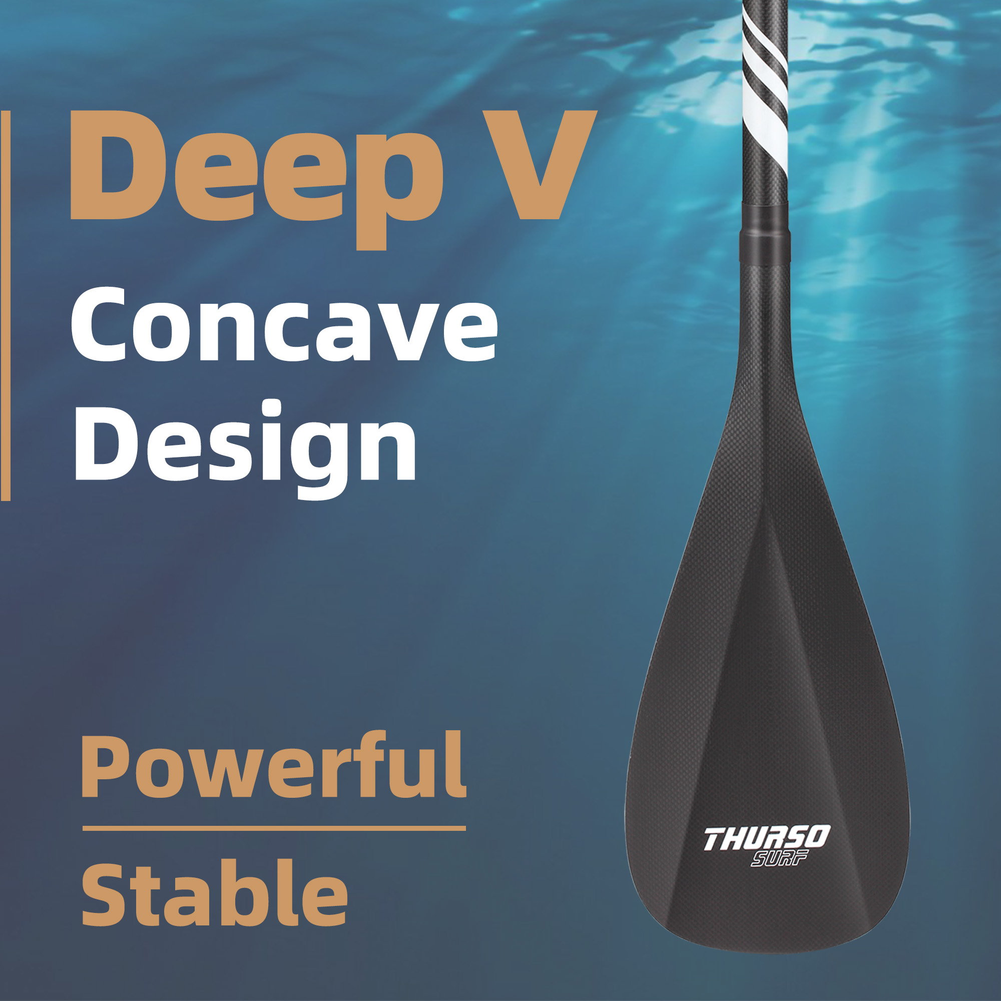 thurso surf full carbon fiber sup paddle blade has an area of 85 square inches, and it is 8 inches wide, increasing stability