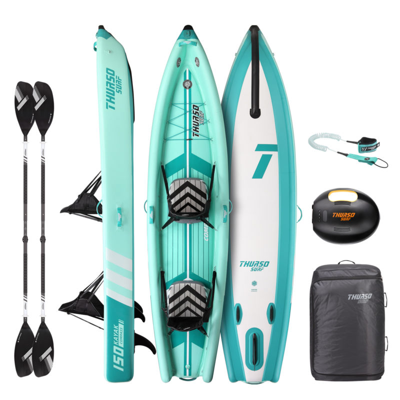THURSO SURF inflatable kayaks to transform from folded up travel bag into a fully functional kayak in minutes