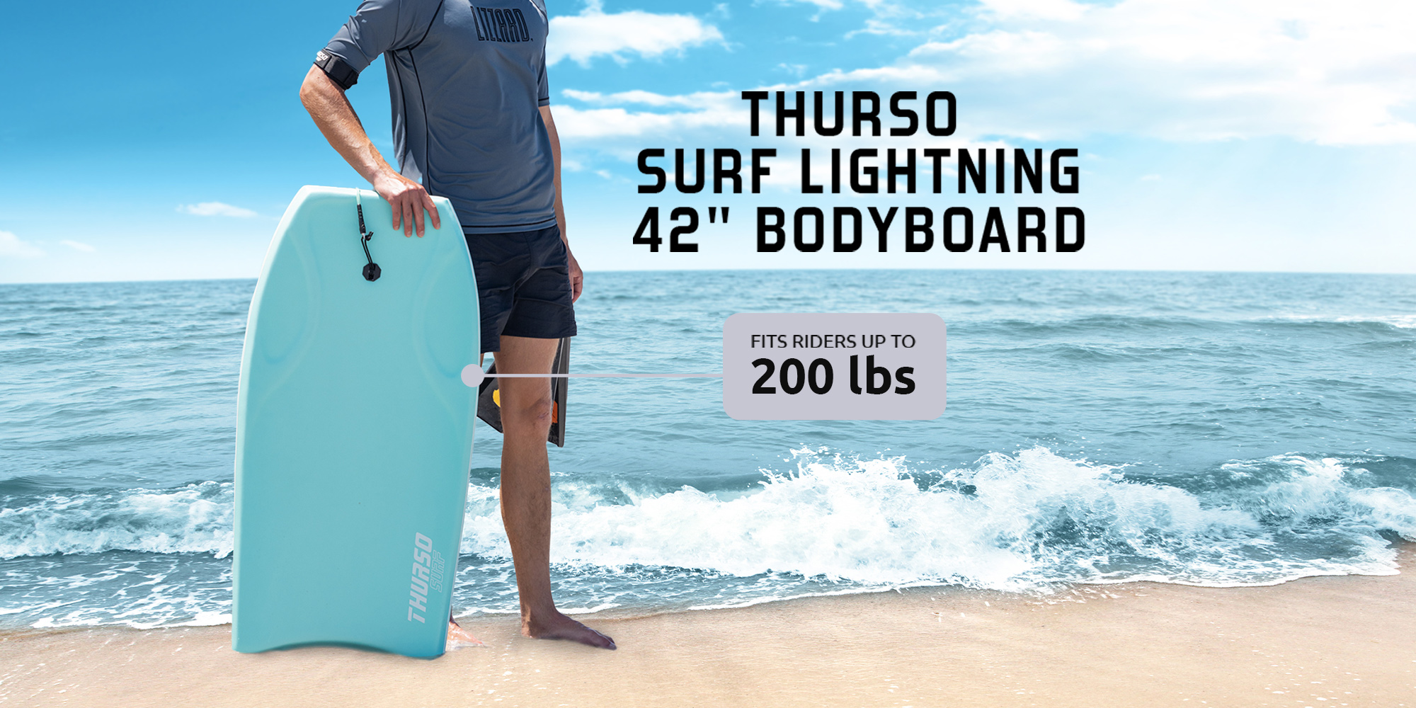 THURSO SURF LIGHTNING 42 inch bodyboard fits riders up to 200 lbs