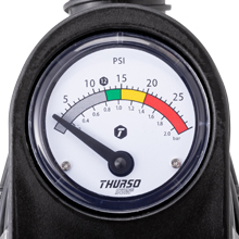 With an integrated pressure gauge, you can monitor the PSI level as you pump,
