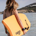 Woman wear bodyboard leash